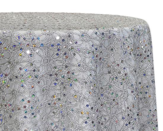Metallic Lace 85" Square Rental