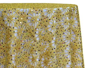 Metallic Lace 85" Square Rental