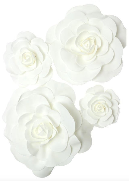 Big Flowers for wall decor sold in sets of 4, with sizes 8" to 20"
