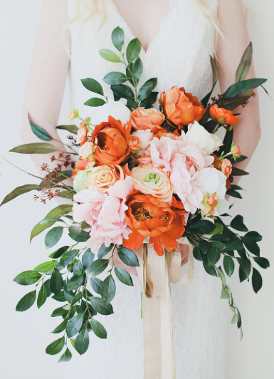 Coral wedding best sale bouquets for sale