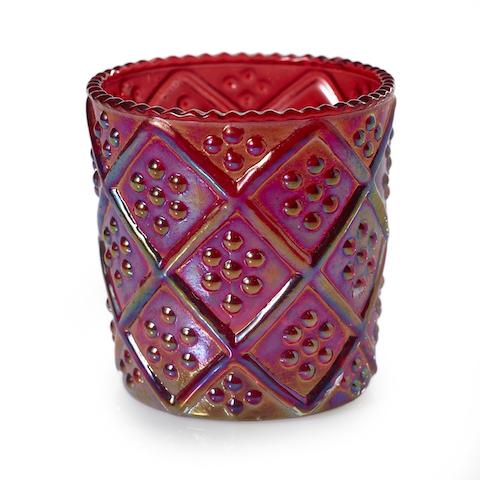 Red Iridescent Votive with Lines - Set of 6
