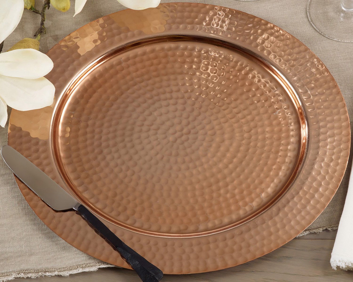 Hammered Copper Chargers  for Table Setting