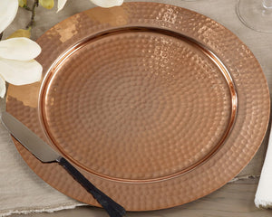 Rental of Hammered Copper Chargers  for Table Setting