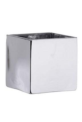 Silver Mirror Cube Vase - 5" Tall x 5" Wide