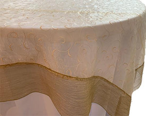 Ivory Embroidery with Gold Trim Overlay