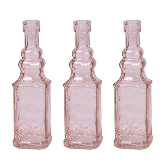 Vintage Pink Bottle - Set of 3