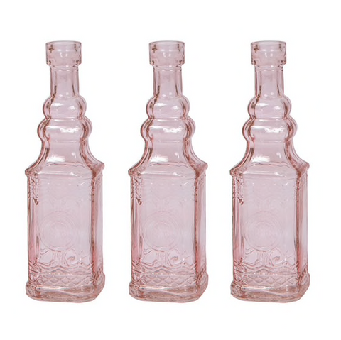 Vintage Pink Bottle - Set of 3
