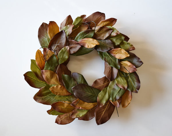 Silk Magnolia Wreath With Vines - 29"