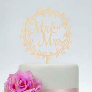 Mr. & Mrs. Wooden Wedding Cake Topper