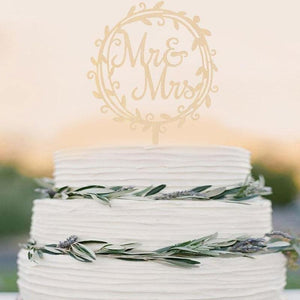 Mr. & Mrs. Wooden Wedding Cake Topper